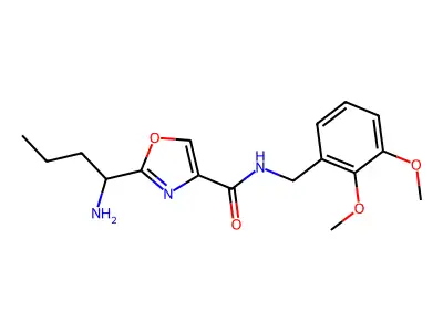 2-(1-aminobutyl)-N-[(2,3-dimethoxyphenyl)methyl]-1,3-oxazole-4-carboxamide structure