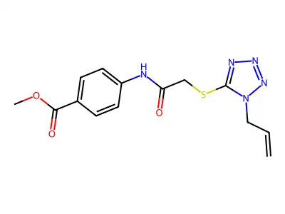 methyl 4-(2-((1-allyl-1H-tetrazol-5-yl)thio)acetamido)benzoate structure