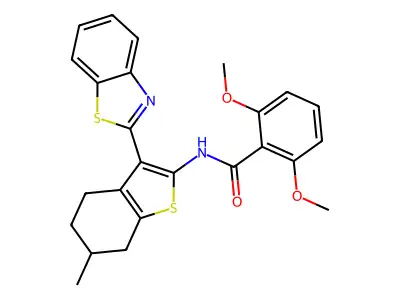 N-[3-(1,3-benzothiazol-2-yl)-6-methyl-4,5,6,7-tetrahydro-1-benzothiophen-2-yl]-2,6-dimethoxybenzamide structure