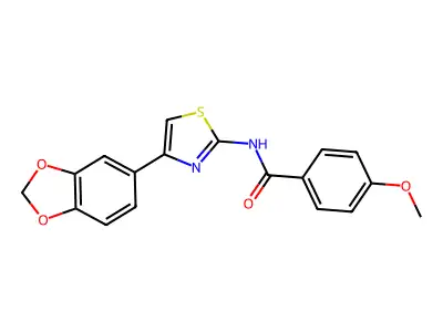 N-(4-(benzo[d][1,3]dioxol-5-yl)thiazol-2-yl)-4-methoxybenzamide structure