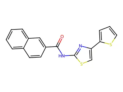N-(4-(thiophen-2-yl)thiazol-2-yl)-2-naphthamide structure