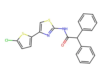 N-[4-(5-chlorothiophen-2-yl)-1,3-thiazol-2-yl]-2,2-diphenylacetamide structure