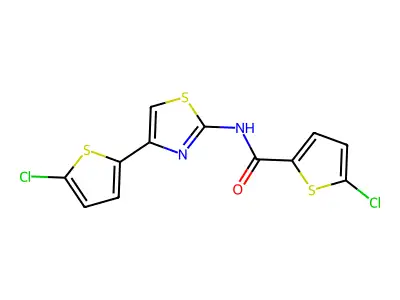 5-chloro-N-[4-(5-chlorothiophen-2-yl)-1,3-thiazol-2-yl]thiophene-2-carboxamide structure