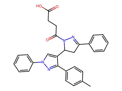 4-(1',5-diphenyl-3'-(p-tolyl)-3,4-dihydro-1'H,2H-[3,4'-bipyrazol]-2-yl)-4-oxobutanoic acid structure