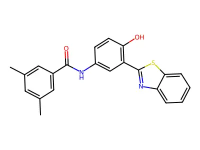 N-(3-(benzo[d]thiazol-2-yl)-4-hydroxyphenyl)-3,5-dimethylbenzamide structure