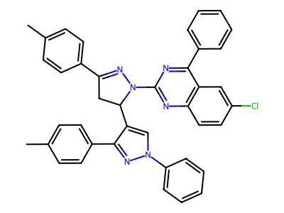 6-chloro-4-phenyl-2-(1'-phenyl-3',5-di-p-tolyl-3,4-dihydro-1'H,2H-[3,4'-bipyrazol]-2-yl)quinazoline structure