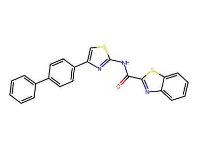 N-(4-([1,1'-biphenyl]-4-yl)thiazol-2-yl)benzo[d]thiazole-2-carboxamide structure