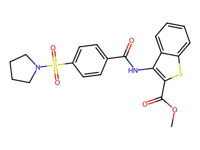 Methyl 3-(4-(pyrrolidin-1-ylsulfonyl)benzamido)benzo[b]thiophene-2-carboxylate structure