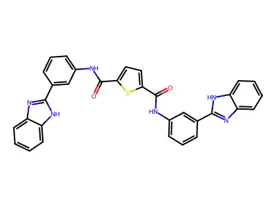 N2,N5-bis(3-(1H-benzo[d]imidazol-2-yl)phenyl)thiophene-2,5-dicarboxamide structure