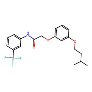 2-[3-(3-methylbutoxy)phenoxy]-N-[3-(trifluoromethyl)phenyl]acetamide structure