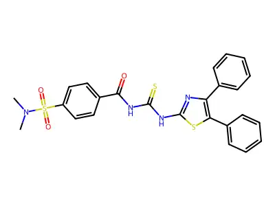 4-(N,N-dimethylsulfamoyl)-N-((4,5-diphenylthiazol-2-yl)carbamothioyl)benzamide structure
