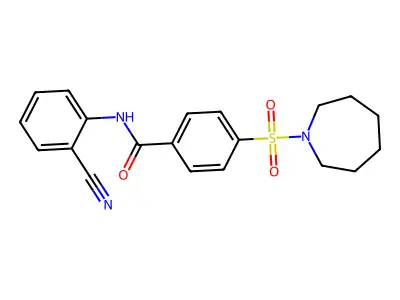 4-(azepan-1-ylsulfonyl)-N-(2-cyanophenyl)benzamide structure