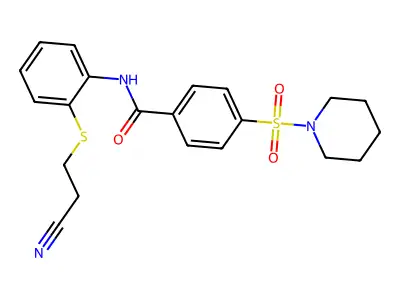 N-[2-(2-cyanoethylsulfanyl)phenyl]-4-piperidin-1-ylsulfonylbenzamide structure