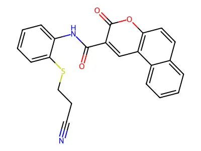 N-[2-(2-cyanoethylsulfanyl)phenyl]-3-oxobenzo[f]chromene-2-carboxamide structure