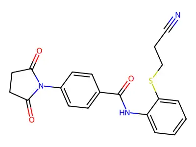 N-(2-((2-cyanoethyl)thio)phenyl)-4-(2,5-dioxopyrrolidin-1-yl)benzamide structure