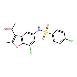 N-(3-acetyl-7-chloro-2-methylbenzofuran-5-yl)-4-chlorobenzenesulfonamide structure