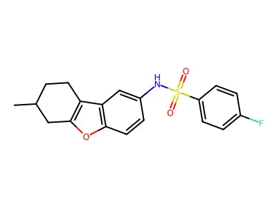 4-fluoro-N-(7-methyl-6,7,8,9-tetrahydrodibenzofuran-2-yl)benzenesulfonamide structure