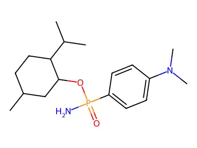 4-[amino-(5-methyl-2-propan-2-ylcyclohexyl)oxyphosphoryl]-N,N-dimethylaniline structure