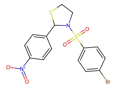 3-((4-Bromophenyl)sulfonyl)-2-(4-nitrophenyl)thiazolidine structure