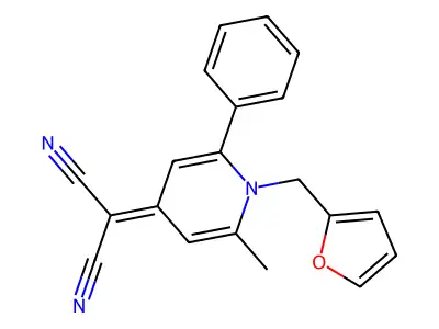 2-(1-(furan-2-ylmethyl)-2-methyl-6-phenylpyridin-4(1H)-ylidene)malononitrile structure