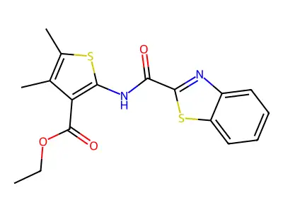 Ethyl 2-(benzo[d]thiazole-2-carboxamido)-4,5-dimethylthiophene-3-carboxylate structure