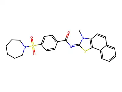 4-(azepan-1-ylsulfonyl)-N-(3-methylbenzo[g][1,3]benzothiazol-2-ylidene)benzamide structure