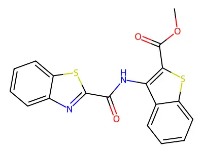 Methyl 3-(benzo[d]thiazole-2-carboxamido)benzo[b]thiophene-2-carboxylate structure