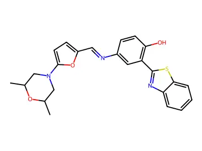 2-(1,3-BENZOTHIAZOL-2-YL)-4-[(E)-{[5-(2,6-DIMETHYLMORPHOLIN-4-YL)FURAN-2-YL]METHYLIDENE}AMINO]PHENOL structure