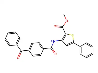 Methyl 3-(4-benzoylbenzamido)-5-phenylthiophene-2-carboxylate structure