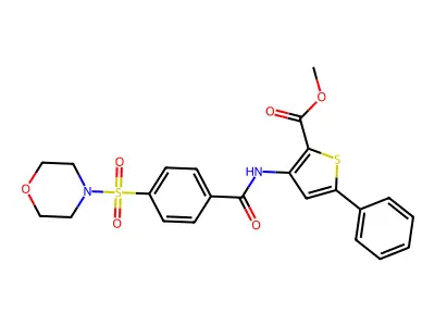 Methyl 3-(4-(morpholinosulfonyl)benzamido)-5-phenylthiophene-2-carboxylate structure