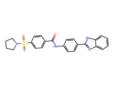 N-(4-(1H-benzo[d]imidazol-2-yl)phenyl)-4-(pyrrolidin-1-ylsulfonyl)benzamide structure