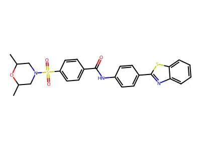 N-(4-(benzo[d]thiazol-2-yl)phenyl)-4-((2,6-dimethylmorpholino)sulfonyl)benzamide structure