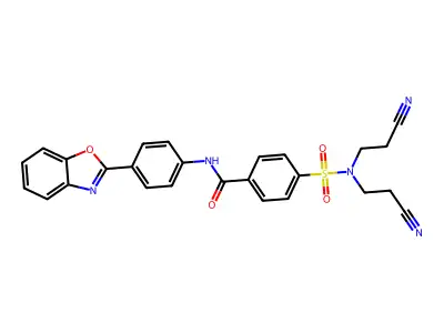 N-[4-(1,3-benzoxazol-2-yl)phenyl]-4-[bis(2-cyanoethyl)sulfamoyl]benzamide structure