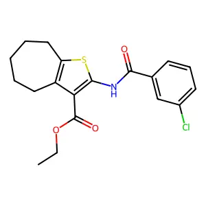 ETHYL 2-(3-CHLOROBENZAMIDO)-4H,5H,6H,7H,8H-CYCLOHEPTA[B]THIOPHENE-3-CARBOXYLATE structure