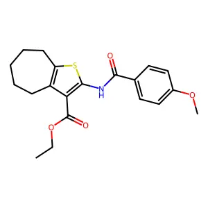 ethyl 2-[(4-methoxybenzoyl)amino]-5,6,7,8-tetrahydro-4H-cyclohepta[b]thiophene-3-carboxylate structure