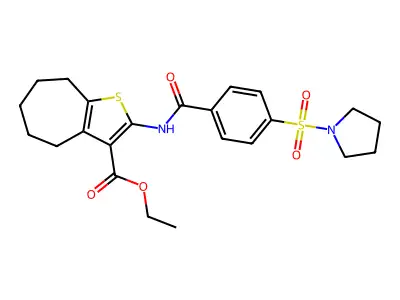 ETHYL 2-[4-(PYRROLIDINE-1-SULFONYL)BENZAMIDO]-4H,5H,6H,7H,8H-CYCLOHEPTA[B]THIOPHENE-3-CARBOXYLATE structure