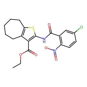 ethyl 2-(5-chloro-2-nitrobenzamido)-5,6,7,8-tetrahydro-4H-cyclohepta[b]thiophene-3-carboxylate structure