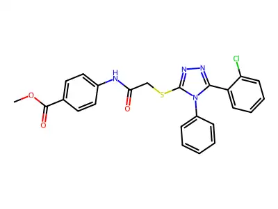 methyl 4-[({[5-(2-chlorophenyl)-4-phenyl-4H-1,2,4-triazol-3-yl]sulfanyl}acetyl)amino]benzoate structure