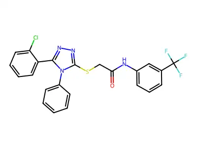 2-{[5-(2-chlorophenyl)-4-phenyl-4H-1,2,4-triazol-3-yl]sulfanyl}-N-[3-(trifluoromethyl)phenyl]acetamide structure