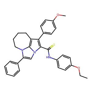 N-(4-ethoxyphenyl)-1-(4-methoxyphenyl)-4-phenyl-5,6,7,8-tetrahydro-2a,4a-diazacyclopenta[cd]azulene-2-carbothioamide structure