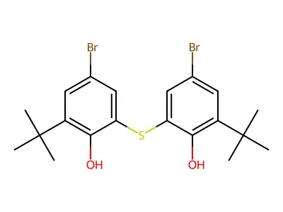 4-Bromo-2-(5-bromo-3-tert-butyl-2-hydroxyphenyl)sulfanyl-6-tert-butylphenol structure
