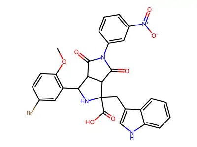 3-(5-Bromo-2-methoxyphenyl)-1-[(1H-indol-3-yl)methyl]-5-(3-nitrophenyl)-4,6-dioxooctahydropyrrolo[3,4-c]pyrrole-1-carboxylic acid structure