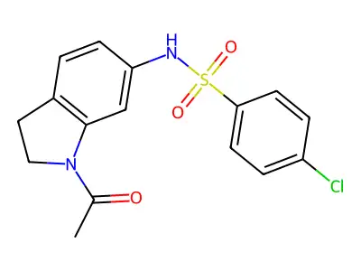 N-(1-acetyl-2,3-dihydro-1H-indol-6-yl)-4-chlorobenzene-1-sulfonamide structure