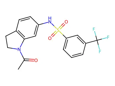 N-(1-acetyl-2,3-dihydro-1H-indol-6-yl)-3-(trifluoromethyl)benzene-1-sulfonamide structure