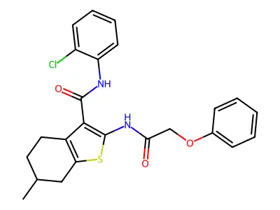 N-(2-chlorophenyl)-6-methyl-2-[(2-phenoxyacetyl)amino]-4,5,6,7-tetrahydro-1-benzothiophene-3-carboxamide structure