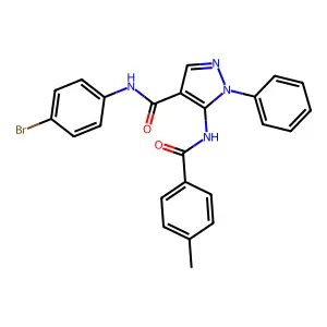 N-(4-bromophenyl)-5-[(4-methylbenzoyl)amino]-1-phenylpyrazole-4-carboxamide structure
