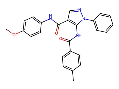 N-(4-methoxyphenyl)-5-[(4-methylbenzoyl)amino]-1-phenylpyrazole-4-carboxamide structure