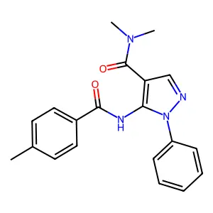 N,N-dimethyl-5-[(4-methylbenzoyl)amino]-1-phenylpyrazole-4-carboxamide structure