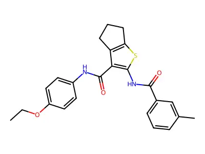 N-(4-ethoxyphenyl)-2-[(3-methylbenzoyl)amino]-5,6-dihydro-4H-cyclopenta[b]thiophene-3-carboxamide structure