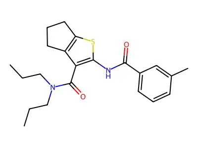 2-[(3-methylbenzoyl)amino]-N,N-dipropyl-5,6-dihydro-4H-cyclopenta[b]thiophene-3-carboxamide structure